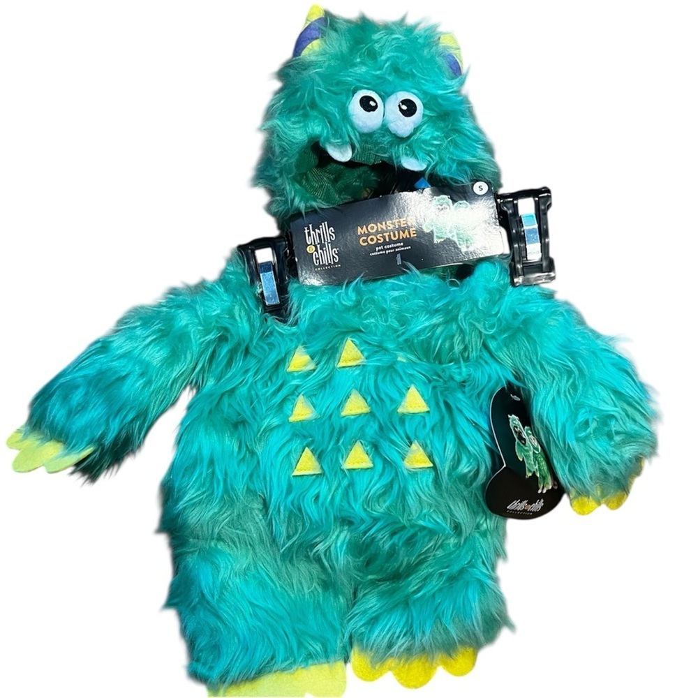Thrills & Chills Monster Pet Costume - Teal and Yellow NWT XS and S